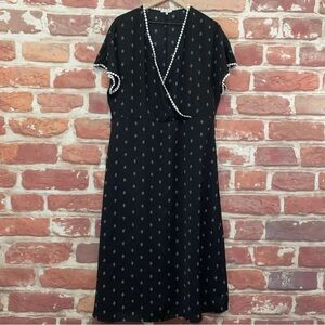 Anthropologie Pleione Midi-Dress with White Pompom Trim - Size M and XL